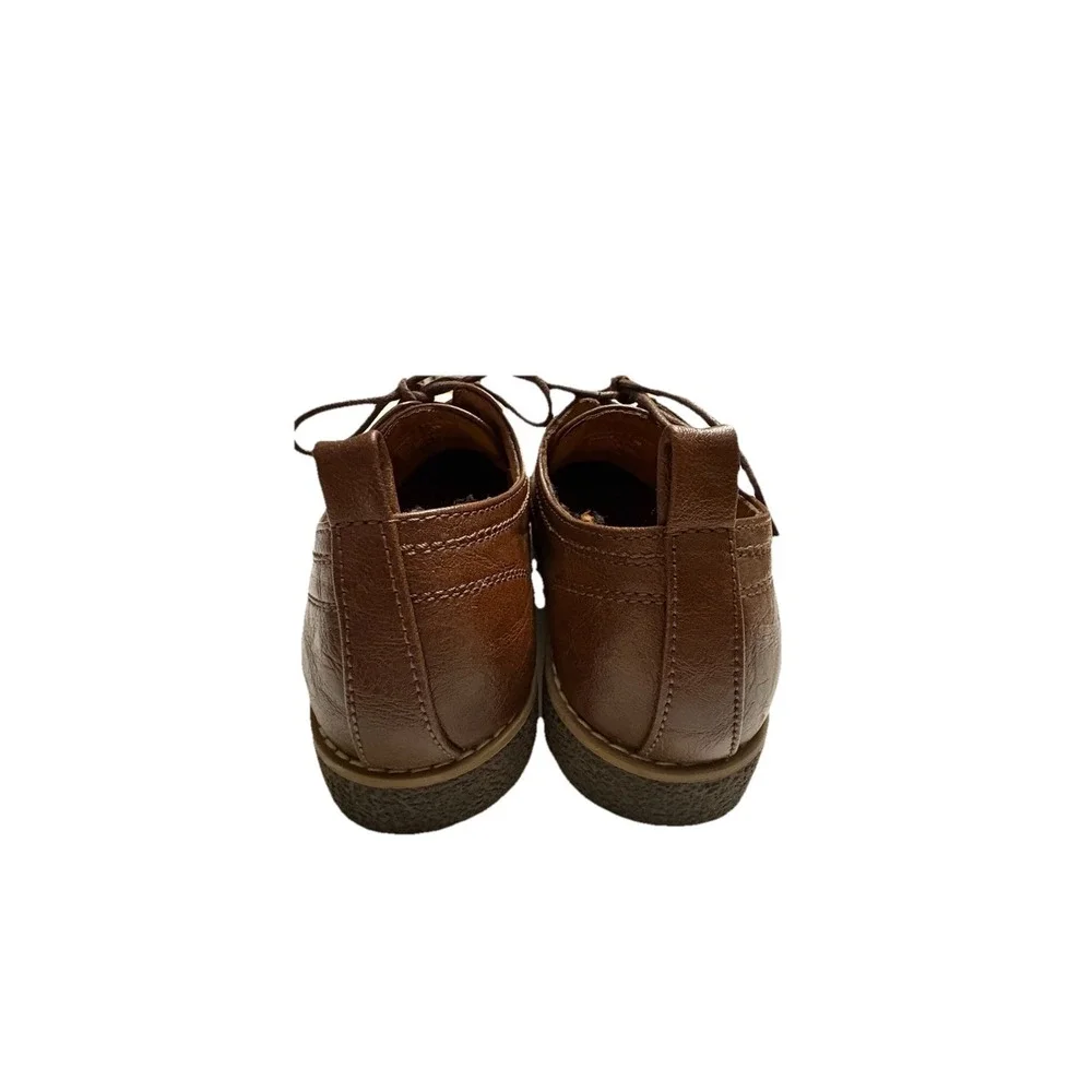 Deer Stags Zander Boys 5M Brown Faux Leather‎ Oxford Dress Shoes Memory Foam